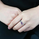 Silver Jewelry Rings Rings For Girls DA324 Black - Stainless Steel Ring with CZ in Fuchsia Alamode Fashion Jewelry Outlet