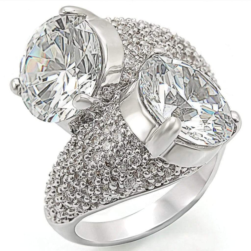 Rings For Sale 1W015 Rhodium Brass Ring with AAA Grade CZ