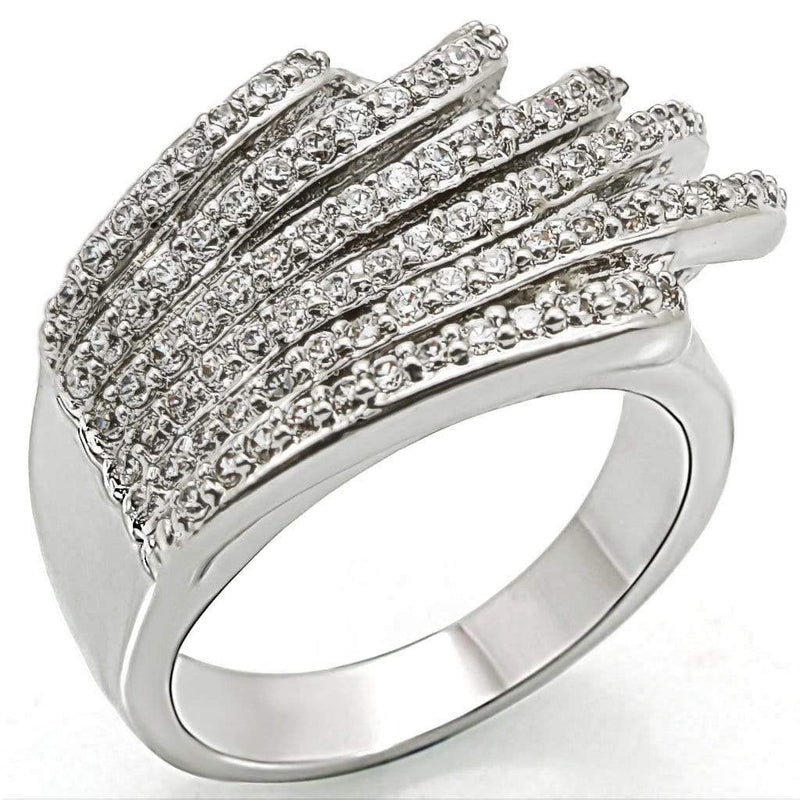 Rings For Sale 1W018 Rhodium Brass Ring with AAA Grade CZ