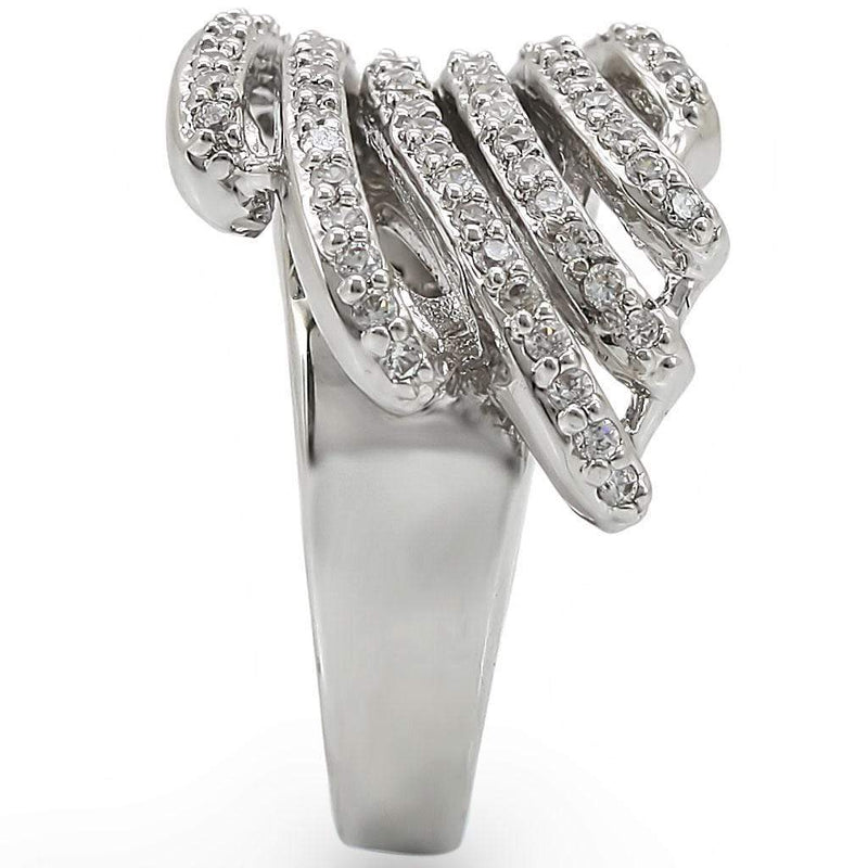 Rings For Sale 1W018 Rhodium Brass Ring with AAA Grade CZ