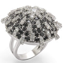 Rings For Sale 1W029 Rhodium Brass Ring with AAA Grade CZ in Black Diamond