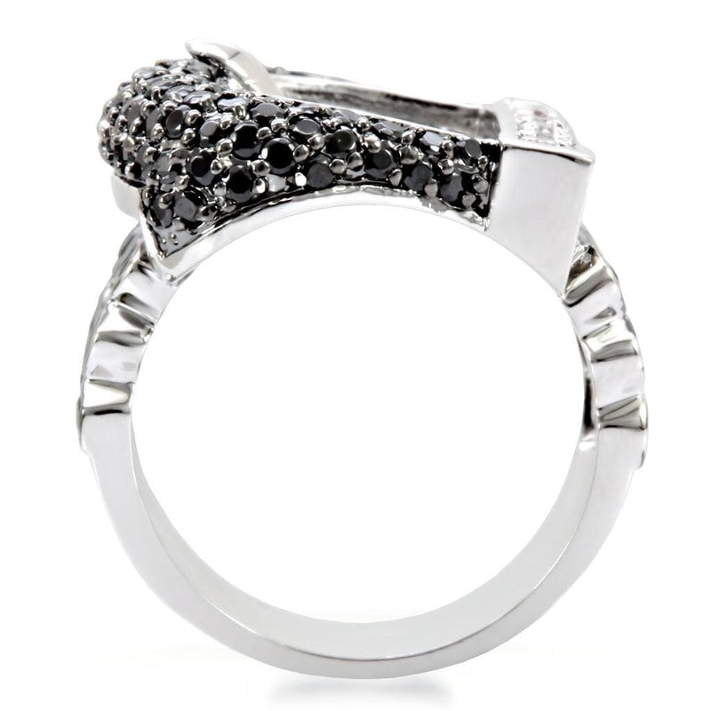 Rings For Sale 1W048 Rhodium + Ruthenium Brass Ring with CZ