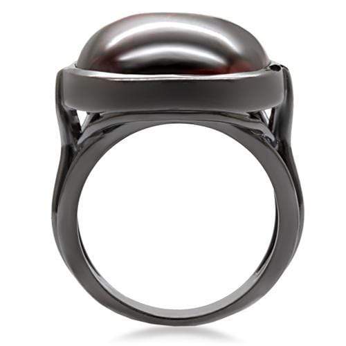 Rings For Sale 1W100 Ruthenium Brass Ring with AAA Grade CZ in Garnet