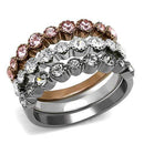 Rings For Women TK3136 & Light coffee Stainless Steel Ring with Crystal