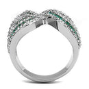 Rings For Women TK3142 Stainless Steel Ring with Crystal in Emerald