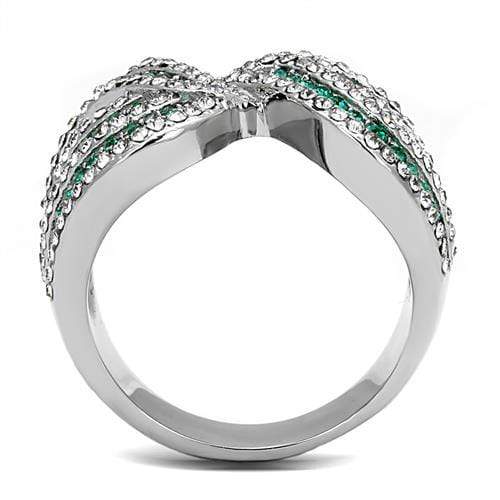 Rings For Women TK3142 Stainless Steel Ring with Crystal in Emerald