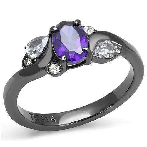 Rings For Women TK3169 Light Black Stainless Steel Ring & CZ