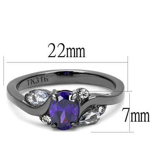 Rings For Women TK3169 Light Black Stainless Steel Ring & CZ