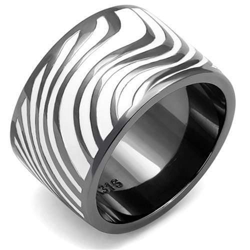 Rings For Women TK3171 Light Black  (Gun) Stainless Steel Ring with Epoxy