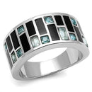 Rings For Women TK3175 Stainless Steel Ring with Synthetic in Sea Blue