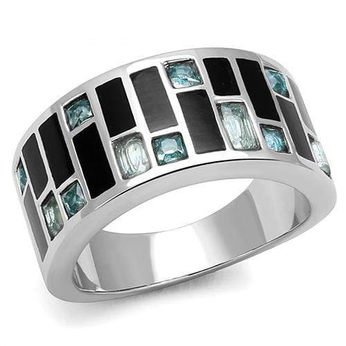 Rings For Women TK3175 Stainless Steel Ring with Synthetic in Sea Blue