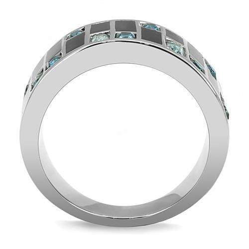 Rings For Women TK3175 Stainless Steel Ring with Synthetic in Sea Blue