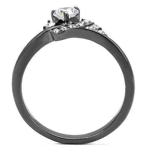 Silver Jewelry Rings Rings For Women TK3203 Light Black Stainless Steel Ring with AAA Grade CZ Alamode Fashion Jewelry Outlet