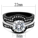 Rings For Women TK3214 Two-Tone Black - Stainless Steel Ring with CZ