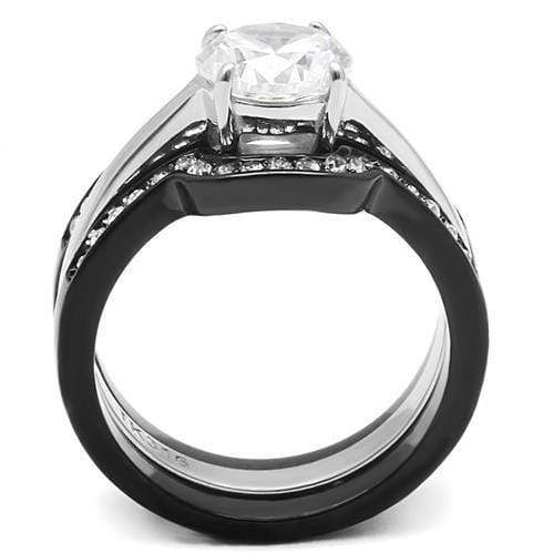 Rings For Women TK3214 Two-Tone Black - Stainless Steel Ring with CZ