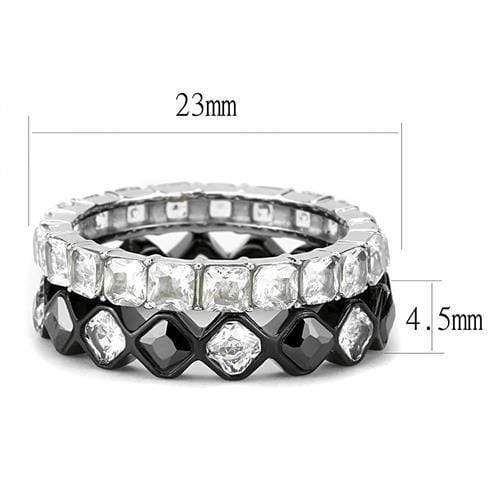 Rings For Women TK3231 Two-Tone Black - Stainless Steel Ring with CZ