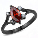 Silver Jewelry Rings Rings For Women TK3445 Black - Stainless Steel Ring with CZ in Garnet Alamode Fashion Jewelry Outlet