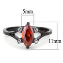 Silver Jewelry Rings Rings For Women TK3445 Black - Stainless Steel Ring with CZ in Garnet Alamode Fashion Jewelry Outlet