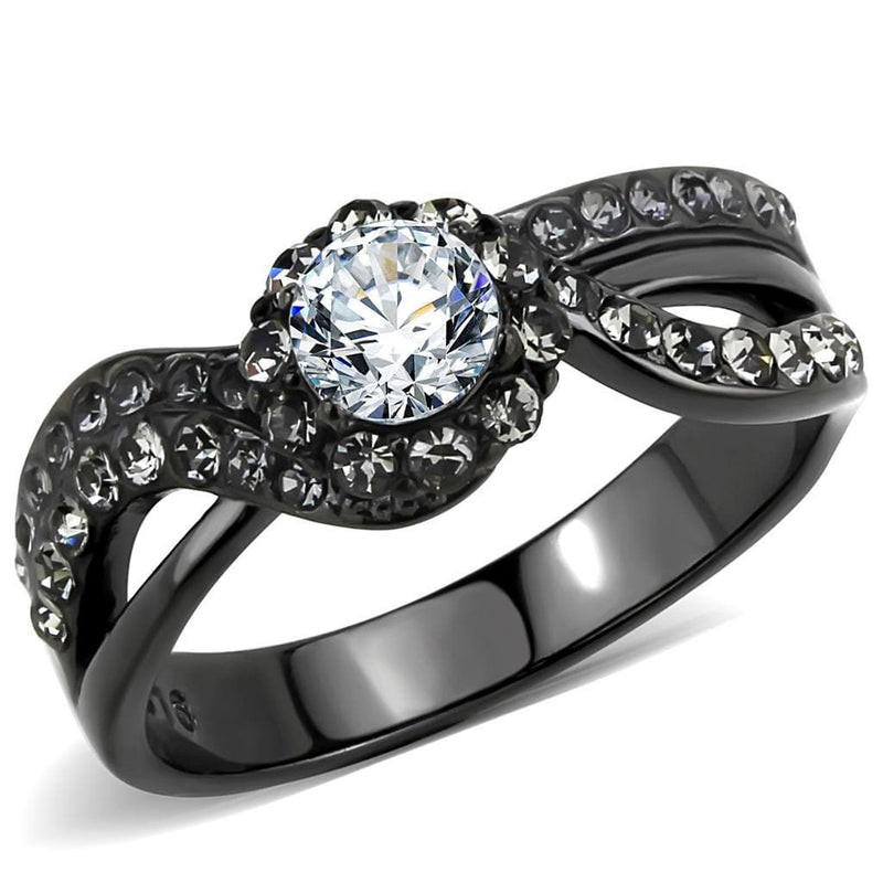 Rings For Women TK3448 Light Black Stainless Steel Ring with AAA Grade CZ