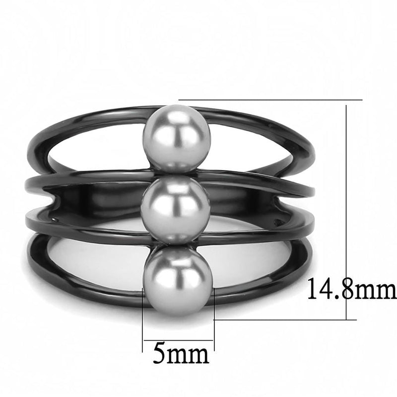 Silver Jewelry Rings Rings For Women TK3454 Black - Stainless Steel Ring with Synthetic Alamode Fashion Jewelry Outlet