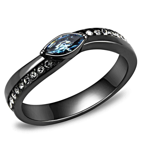 Rings For Women TK3511 Light Black  (Gun) Stainless Steel Ring with CZ