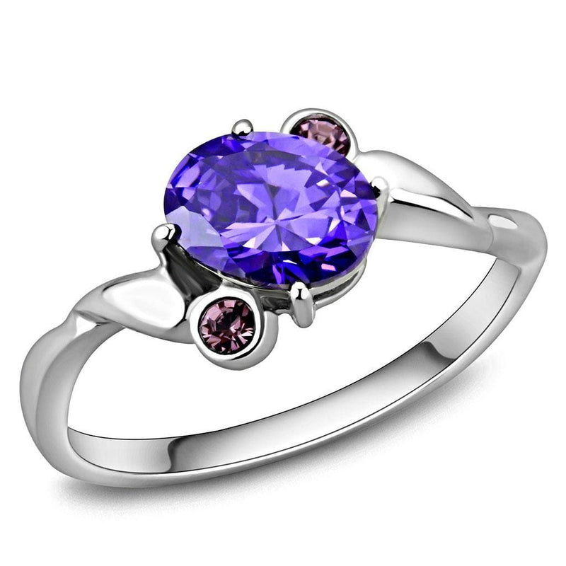 Rings For Women TK3525 Stainless Steel Ring with AAA Grade CZ in Tanzanite