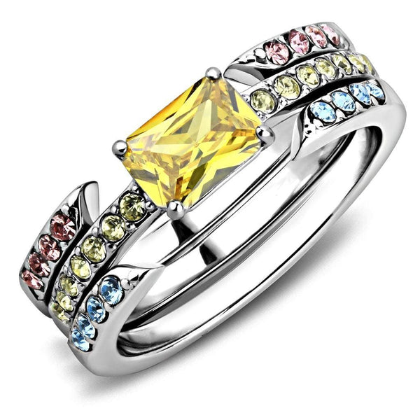 Rings For Women TK3526 Stainless Steel Ring with AAA Grade CZ in Topaz