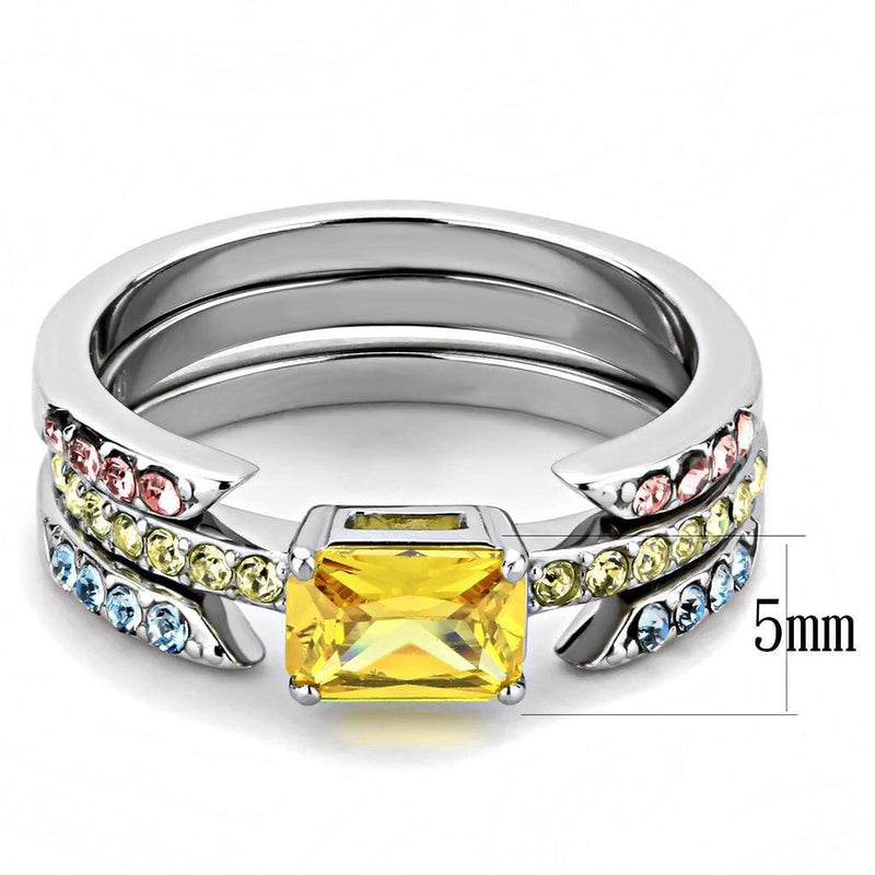 Rings For Women TK3526 Stainless Steel Ring with AAA Grade CZ in Topaz