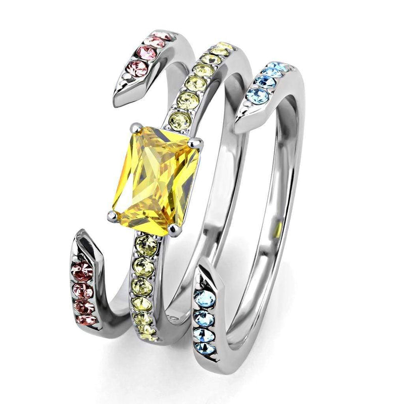 Rings For Women TK3526 Stainless Steel Ring with AAA Grade CZ in Topaz