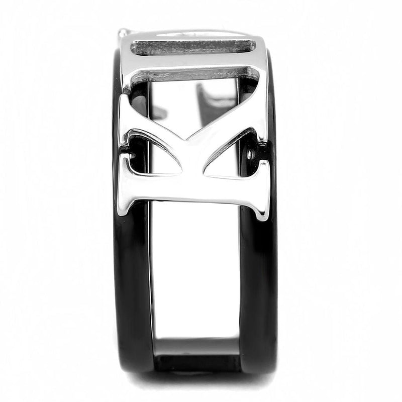 Silver Jewelry Rings Rings For Women TK3583 Two-Tone Black - Stainless Steel Ring Alamode Fashion Jewelry Outlet