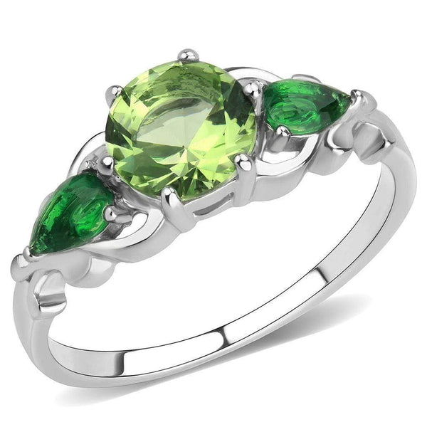 Silver Jewelry Rings Rings For Women TK3610 No Plating Stainless Steel Ring with Synthetic in Peridot Alamode Fashion Jewelry Outlet