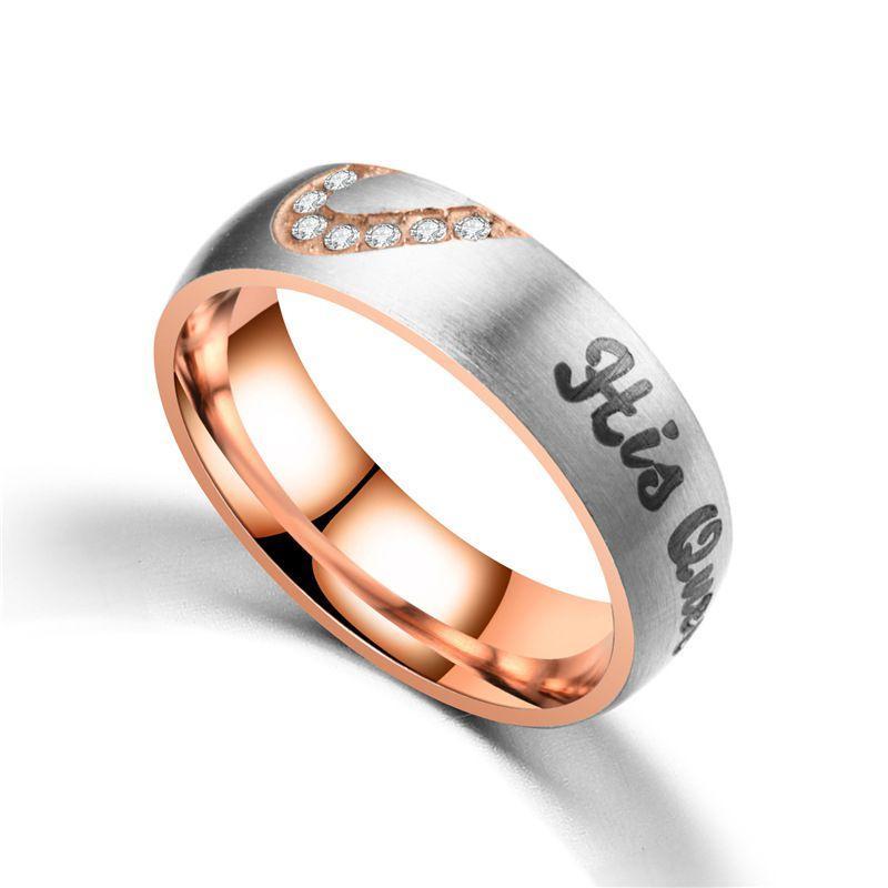 Silver Jewelry Rings Romantic Heart Carving Design Stainless Steel Couple Rings TIY
