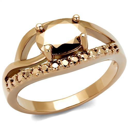 Rose Gold Band Rings 3W1198 Rose Gold - Brass Ring & CZ