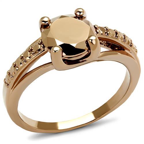 Rose Gold Band Rings 3W1199 Rose Gold - Brass Ring & CZ