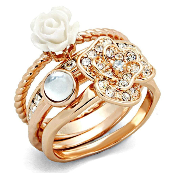Rose Gold Band Rings 3W1490 Rose Gold Brass Ring with Synthetic