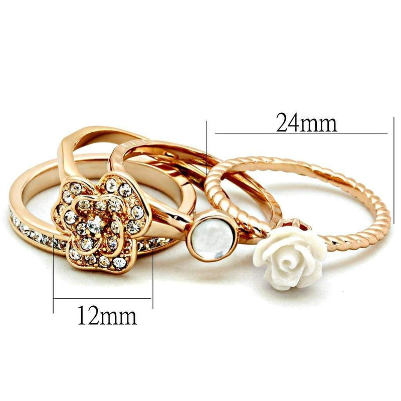 Rose Gold Band Rings 3W1490 Rose Gold Brass Ring with Synthetic