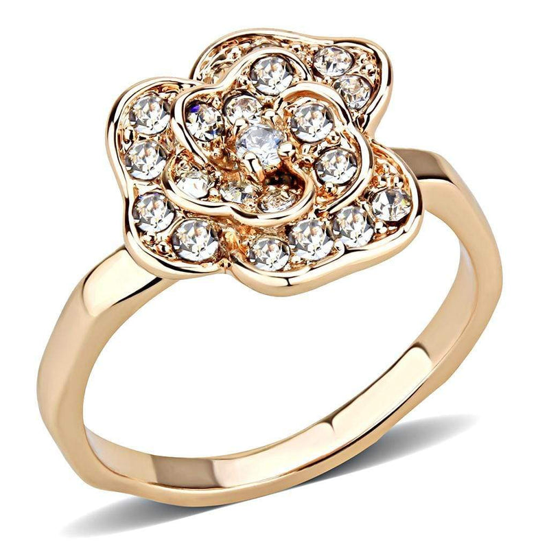 Rose Gold Band Rings 3W1491 Rose Gold Brass Ring with Top Grade Crystal