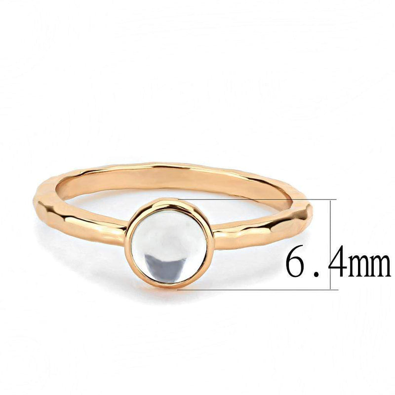 Rose Gold Band Rings 3W1493 Rose Gold Brass Ring with Synthetic in Aquamarine