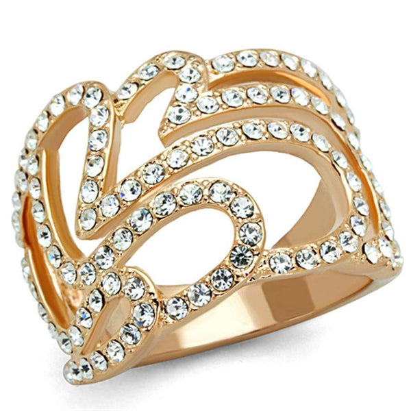 Rose Gold Band Rings 3W733 Rose Gold Brass Ring with Top Grade Crystal