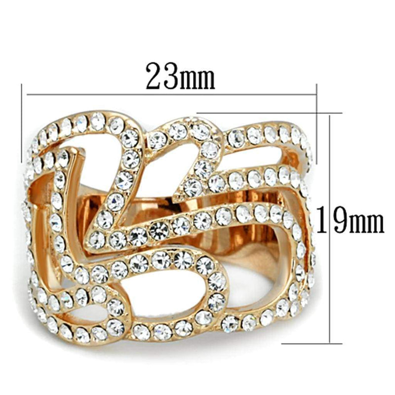 Rose Gold Band Rings 3W733 Rose Gold Brass Ring with Top Grade Crystal