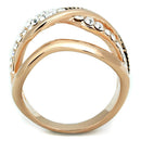 Rose Gold Band Rings 3W737 Rose Gold Brass Ring with Top Grade Crystal