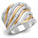 Silver Jewelry Rings Rose Gold Band Rings 3W857 Rose Gold + Rhodium Brass Ring with CZ Alamode Fashion Jewelry Outlet