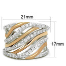 Silver Jewelry Rings Rose Gold Band Rings 3W857 Rose Gold + Rhodium Brass Ring with CZ Alamode Fashion Jewelry Outlet