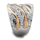 Silver Jewelry Rings Rose Gold Band Rings 3W857 Rose Gold + Rhodium Brass Ring with CZ Alamode Fashion Jewelry Outlet