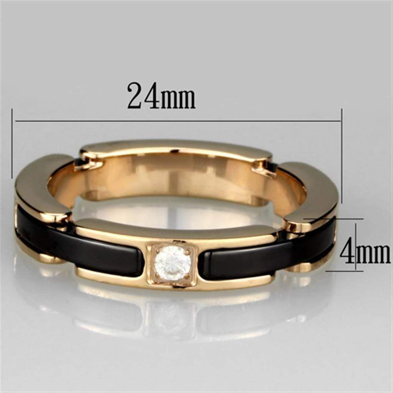 Silver Jewelry Rings Rose Gold Band Rings 3W960 Rose Gold - Stainless Steel Ring with Ceramic Alamode Fashion Jewelry Outlet