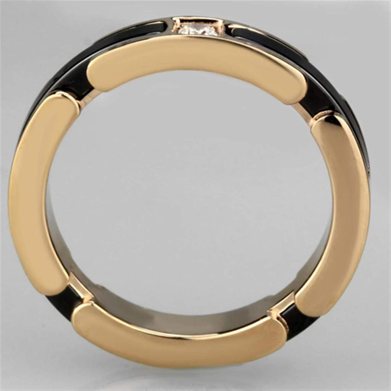 Silver Jewelry Rings Rose Gold Band Rings 3W960 Rose Gold - Stainless Steel Ring with Ceramic Alamode Fashion Jewelry Outlet
