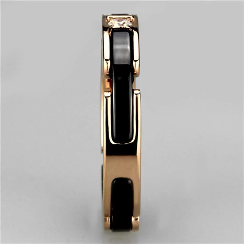 Silver Jewelry Rings Rose Gold Band Rings 3W960 Rose Gold - Stainless Steel Ring with Ceramic Alamode Fashion Jewelry Outlet