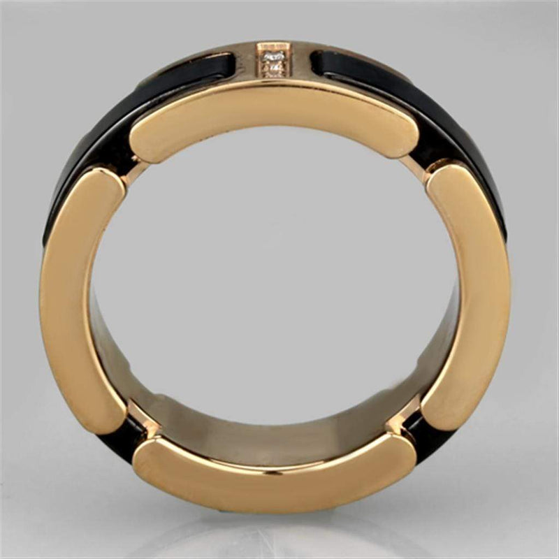 Silver Jewelry Rings Rose Gold Band Rings 3W964 Rose Gold - Stainless Steel Ring with Ceramic Alamode Fashion Jewelry Outlet