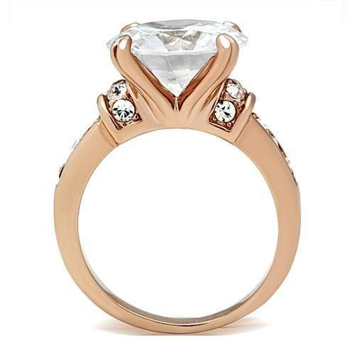 Silver Jewelry Rings Rose Gold Band Rings GL144 Rose Gold - Brass Ring with AAA Grade CZ Alamode Fashion Jewelry Outlet