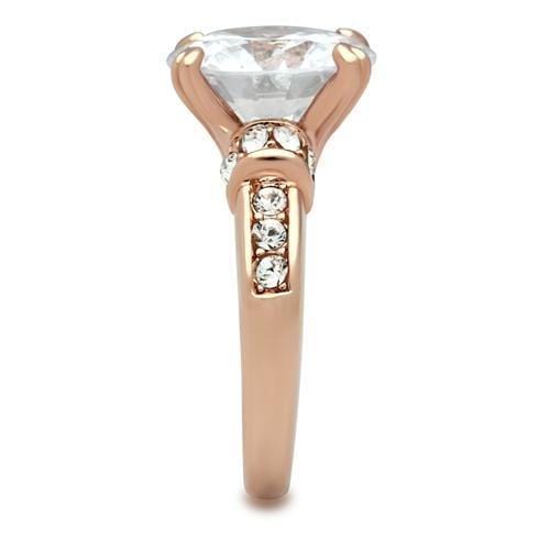 Silver Jewelry Rings Rose Gold Band Rings GL144 Rose Gold - Brass Ring with AAA Grade CZ Alamode Fashion Jewelry Outlet